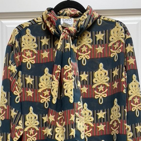 Vintage Como Crew Neck Blouse with Scarf - Picture 2 of 3